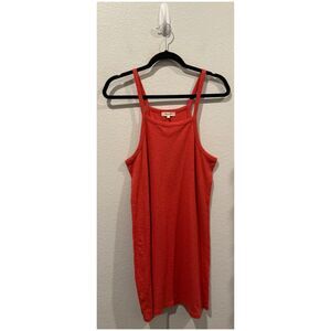 MADEWELL Racerback Square Neck Spaghetti Strap Coral Tank Dress